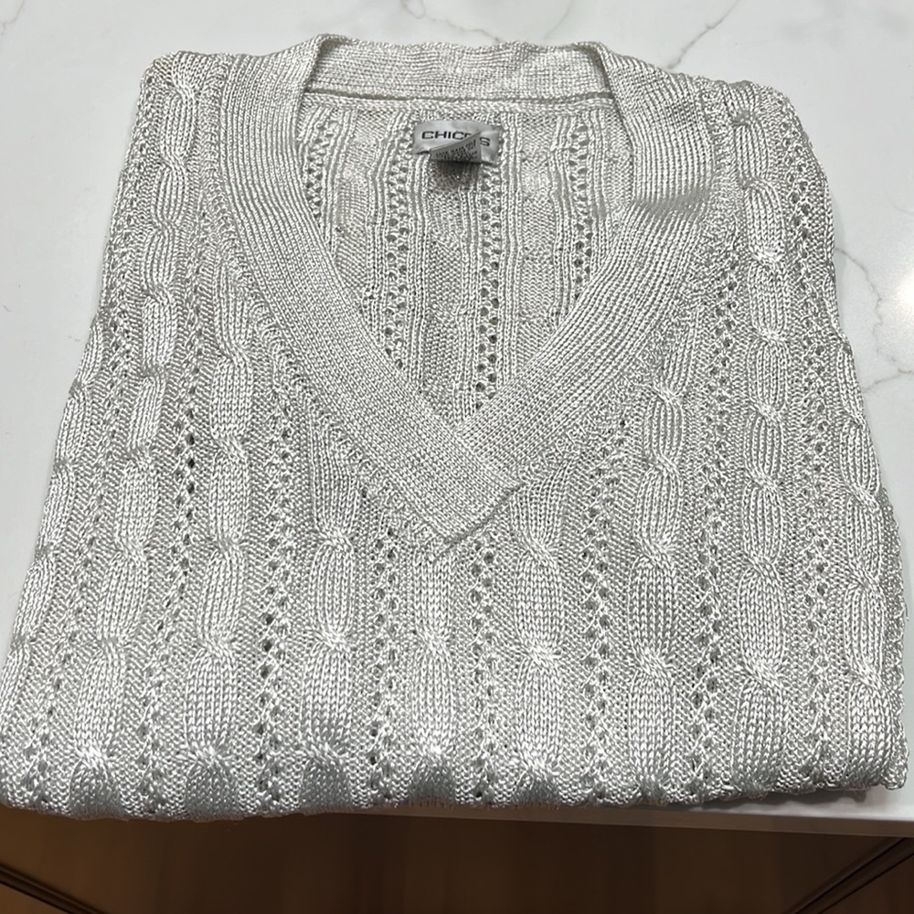 Silver sweater w/ a little sparkle, Chico’s size 0
